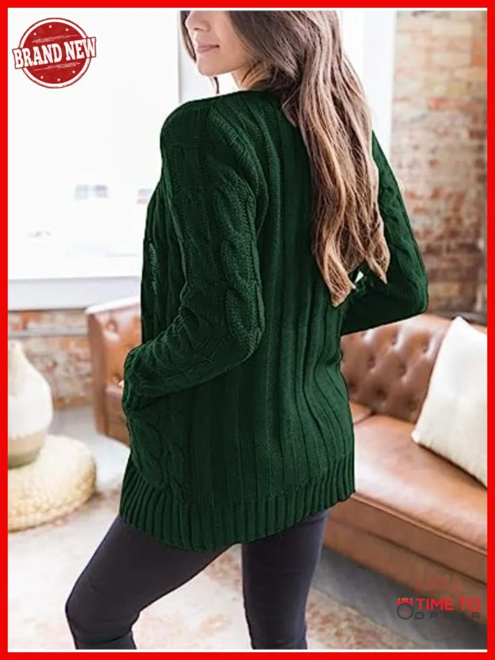 Chunky Cable Knit Cardigan Open Front Button Down Long Sleeve Coatigan with